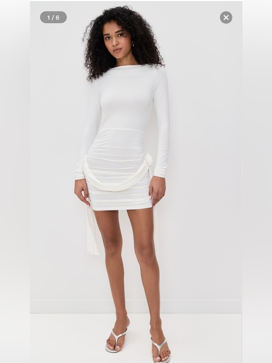 Lioness Glory White Long-Sleeve Ruched Mini Dress
